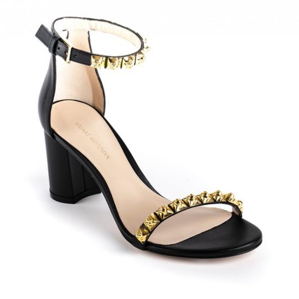 Stuart Weitzman Sandal Heel Rosemarie 75 Black/gold Studs